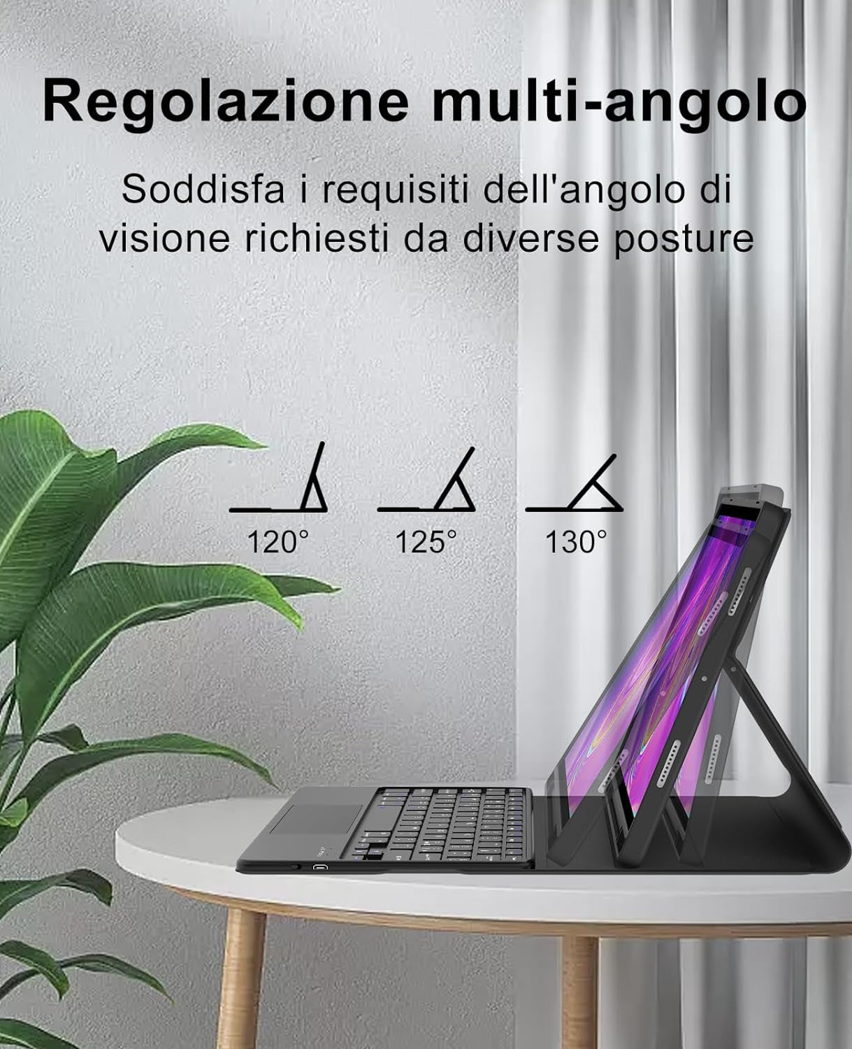 Custodia Tastiera per Samsung Galaxy Tab A8 Tablet 10,5 Pollici (SM-X200/X205/X207) - Cover Con Tastiera Trackpad per Tablet Samsung Galaxy A8, Tastiera Italiana Magnetica Staccabile, Nero