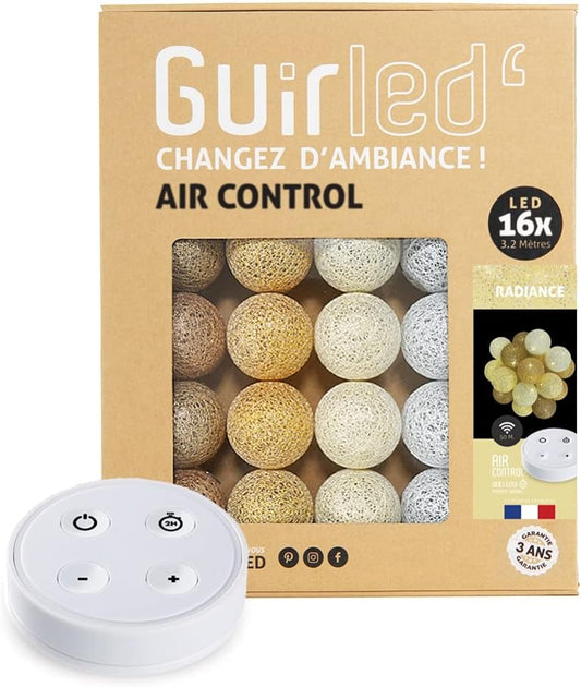 Ghirlanda Luminosa Con Sfere Di Cotone LED USB, Telecomando Senza Fili, Luce Notturna per Bambini, 2 Ore, Adattatore Di Rete 2 A, 4 Intensità – 16 Sfere Da 1,6 M – Radiance