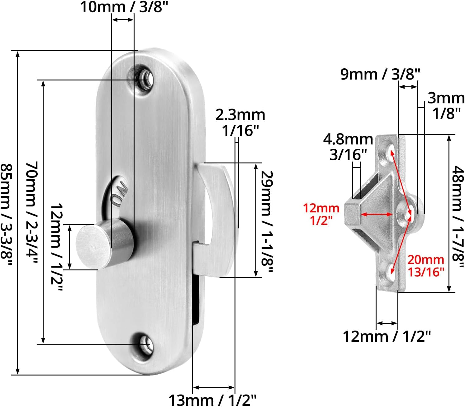 ® Serratura Porta Scorrevole, Serratura a 90°, Acciaio Inossidabile 304, per Porte E Finestre in Legno