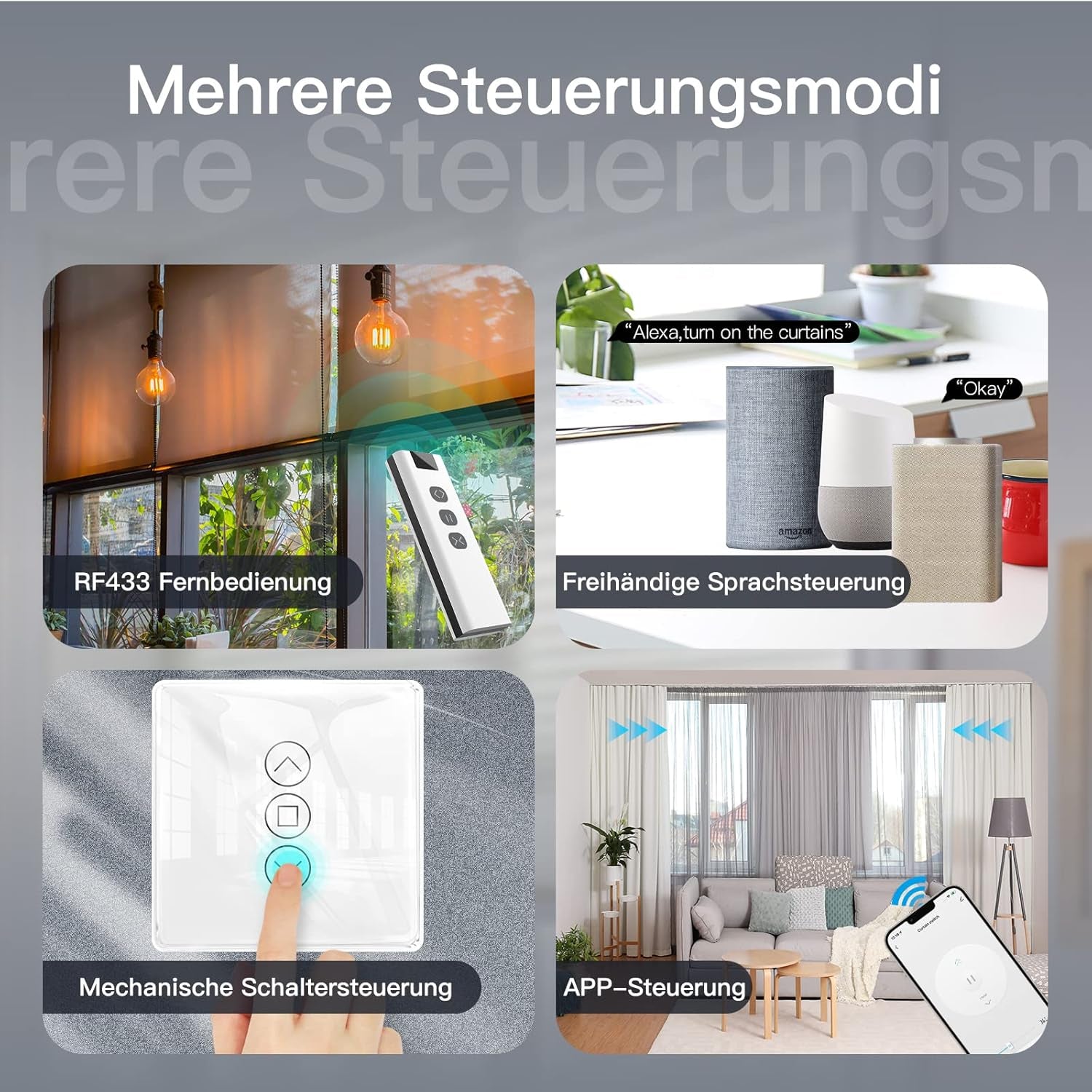 2.5D Wlan Shutter Switch, Alexa Smart Blinds Switch Neutral Wire Required, Wifi Shutter Control Flush Mount, Timer E Voice Control, Compatibile Con Alexa E Google Home