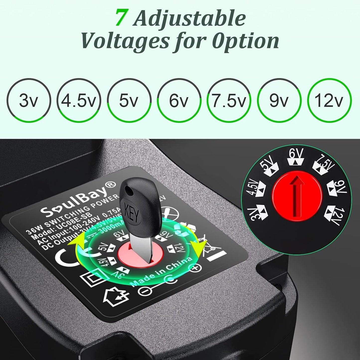 36W Alimentatore Universale, 12V Universal CA/CC Adattatore Caricatore Trasformatore Con 11 Regolabile Punte DC per 3-12V La Telecamera CCTV Elettronica Domestica - 3000Ma Max.