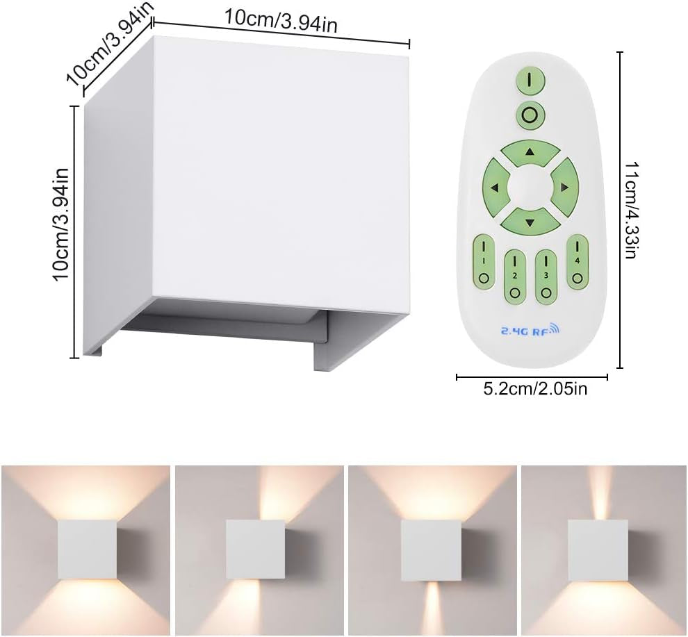 Lampada Da Parete a LED Da 12 W, per Interni, Con Telecomando, Dimmerabile E Regolabile, Luce Bianca Calda, Luce Bianca Fredda, Angolo Di Irradiazione Regolabile, per Soggiorno, Camera Da Letto, Scale