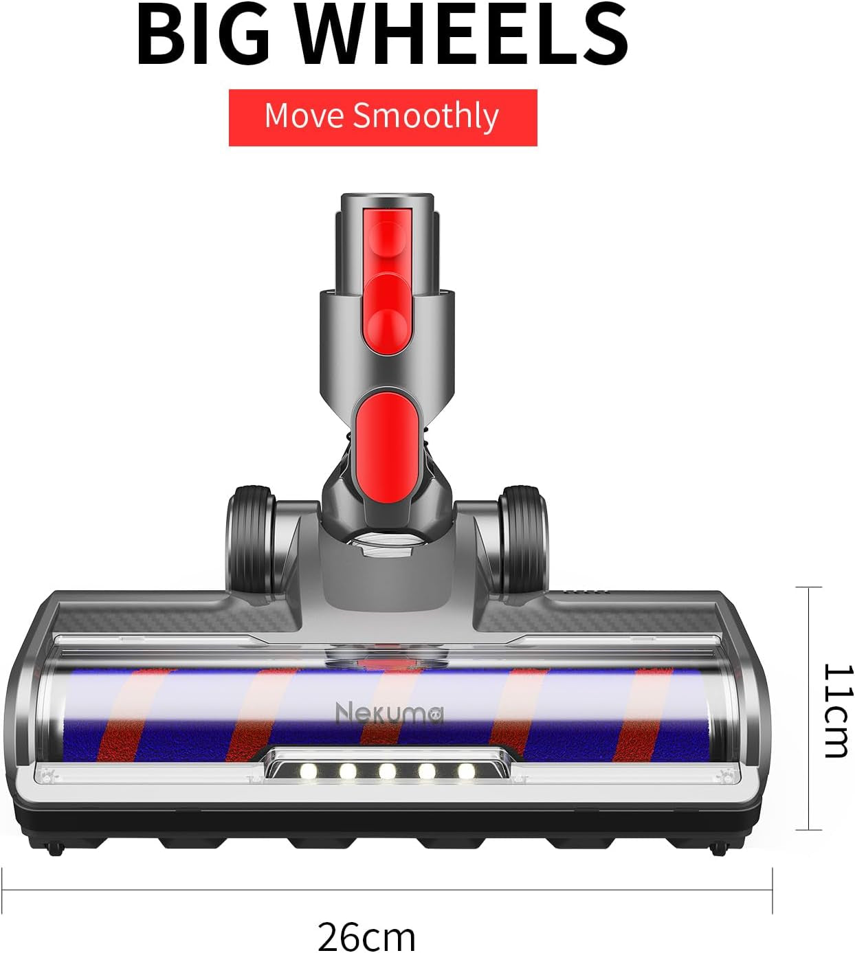 Testina Di Ricambio per Aspirapolvere Compatibile Con Dyson V7 V8 V10 V11 V15 - Spazzola a Rullo Morbido per Pavimenti Duri Con Luci LED