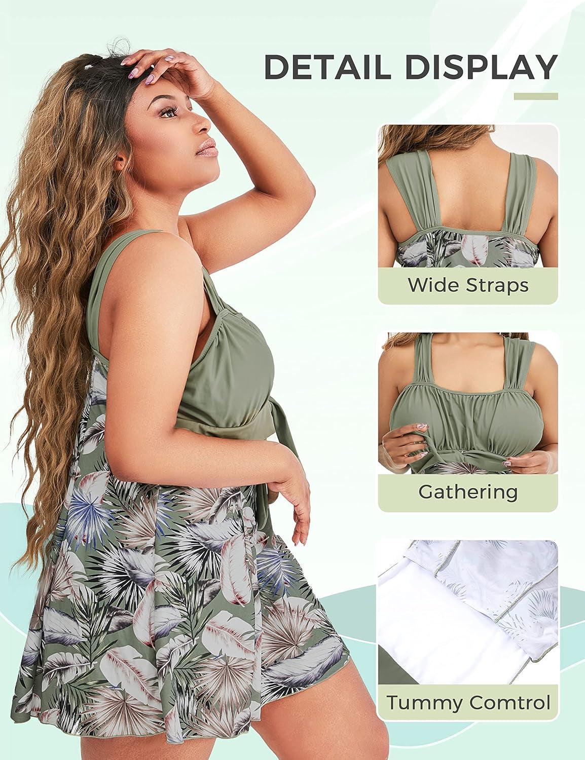 Costume Da Bagno plus Size a Vita Alta Costume Intero Con Gonna Estate Elegante Vestito Floreale Donna per Mare E Spiaggia 1 Pezzo