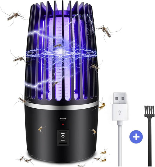 Lampada anti Zanzara, Lampada Elettrica anti Insetti 4000Mah Ricaricabile USB Trappola per Mosca Insetti 360 ° UV Elettrico anti Zanzara Luce Notturna Indoor Esterno Luce Notturna Potente Attraente