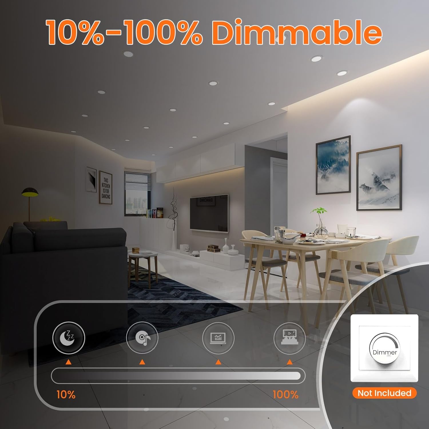 Faretti LED Da Incasso per Cartongesso, 5W 350LM Luci Da Soffitto Interno, 3CCT 3000K 4000K 6500K, Faretto Led Incasso IP65, Foro Incasso Ø75-85Mm, AC 220-240V, Set Di 6，Bianc