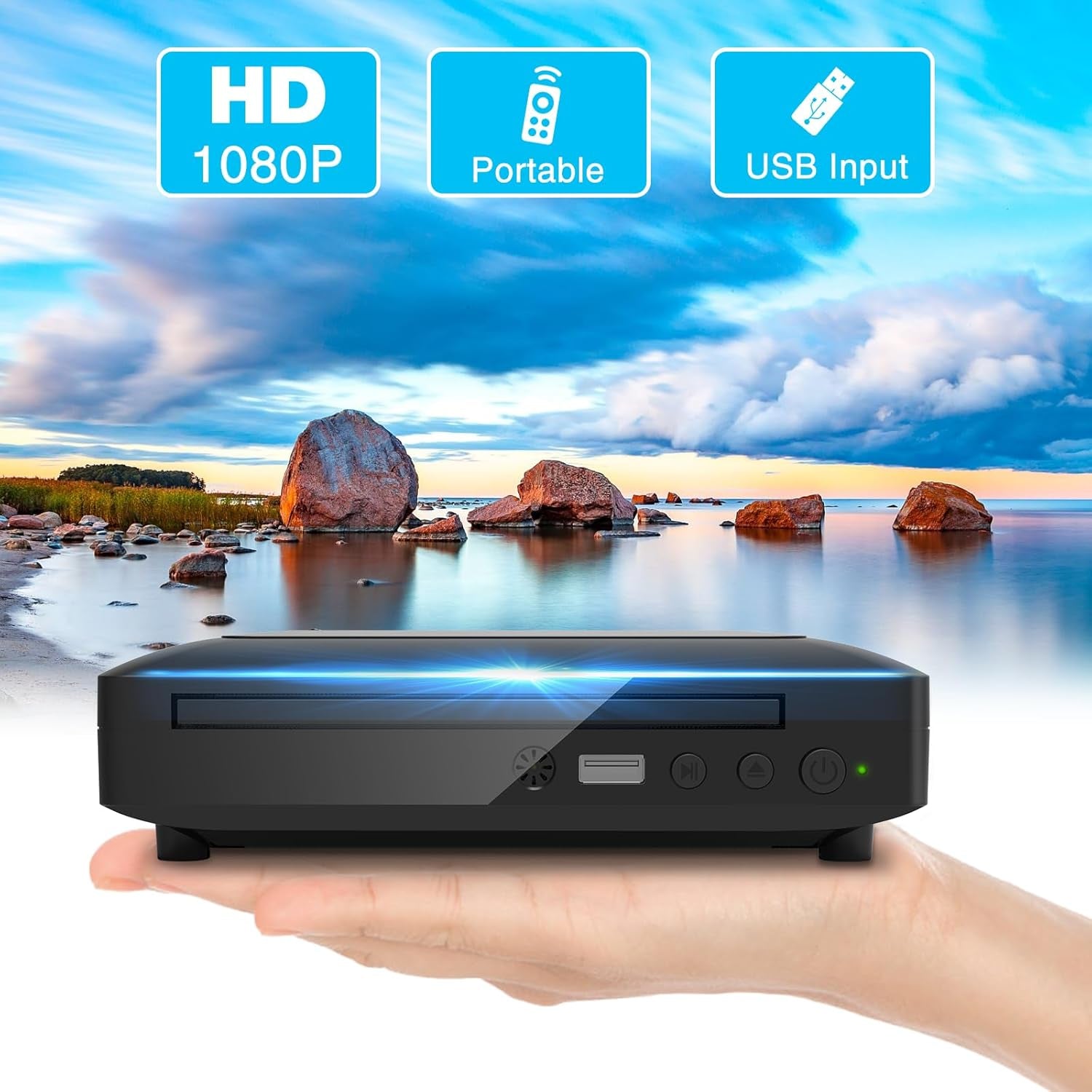 DVD Player for TV with HDMI AV Output, USB Input, HD1080P DVD CD Player, Built-In PAL NTSC System, All Region Free, HDMI/ AV Cable Included, 2019
