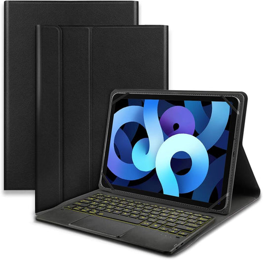 Custodia Con Tastiera Bluetooth Wireless 3.0 QWERTY Spagnolo Con Touchpad - PU Protettiva per 9.0"-10.6" Qualsiasi Ios/Windows/Android Tablet Retroilluminato