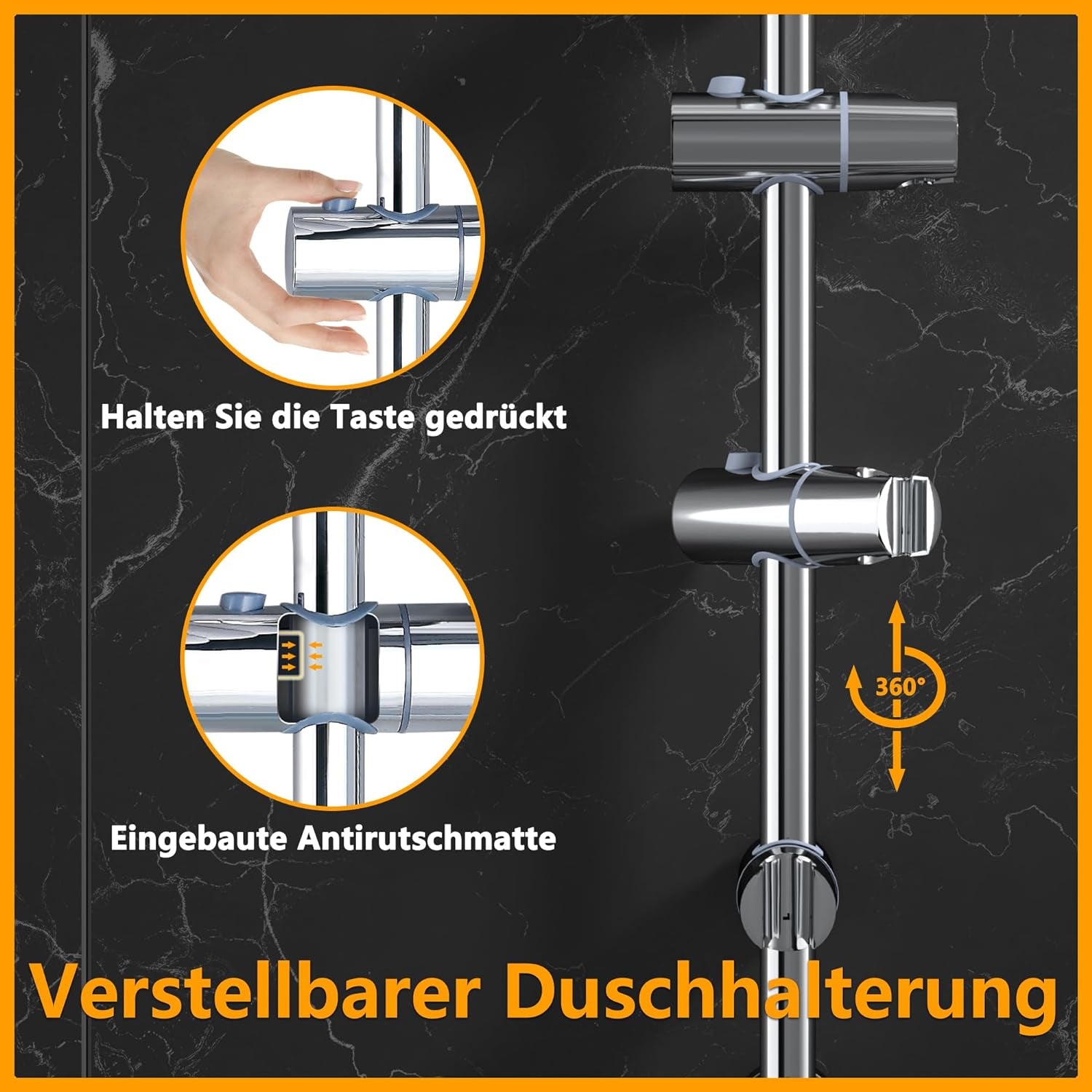 Colonna Doccia Barra Doccia 70Cm in Acciaio Inox, Set Asta Doccia Saliscendi Cromata Con Supporto per Soffione Doccia E Fissaggi a Parete Variabili per Adattarsi Ai Fori Esistenti