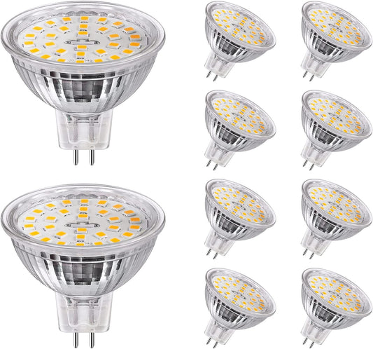 GU5.3 LED Bianco Caldo CRI>90, 2700K MR16 4,7W 520Lm, AC/DC 12V, Sostituisce 50 Watt, Angolo Di Emissione 120°, Non-Dimmerabile, Confezione Da 10 Pz