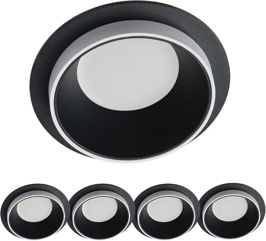 Faretto Da Incasso a LED, 230 V, 68 Mm, Colore Nero, Dimmerabile, Modulo GU10, 3000 K, Bianco Caldo, 5 Watt, 430 Lm, Faretto Da Soffitto per Soggiorno, Camera Da Letto, Corridoio E Soffitta (Set Da 5)