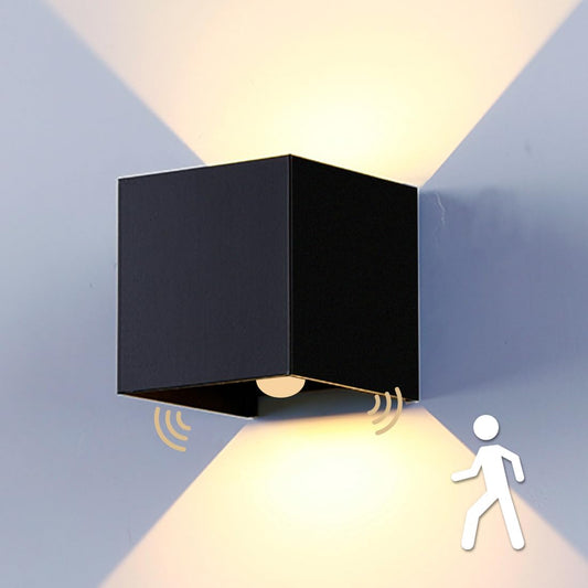 Applique Da Parete 12W per Uso Interno Ed Esterno Con Rilevatore Di Movimento,Applique Da Parete a LED IP 65 Impermeabili Soggiorno Con Angolo Del Fascio Regolabile,Esterno Bianco Caldo