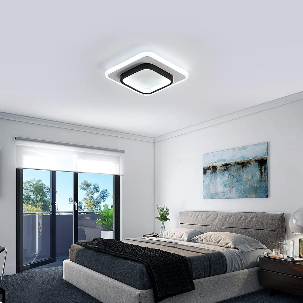 Plafoniera a LED Moderna, 21W 2350LM Creativo Forma Di Quadrata Lampada Da Soffitto, 24 Cm Di Diametro, Lampadario Acrilico per Corridoi Balconi Vani Scale, Luce Bianco Freddo 6500K