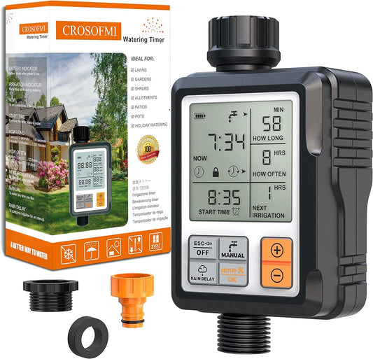 Irrigatore Giardino Timer per Irrigazione Batteria Automatica Programmatore Centralina Irrigazione Ampio Schermo Da 3 Pollici
