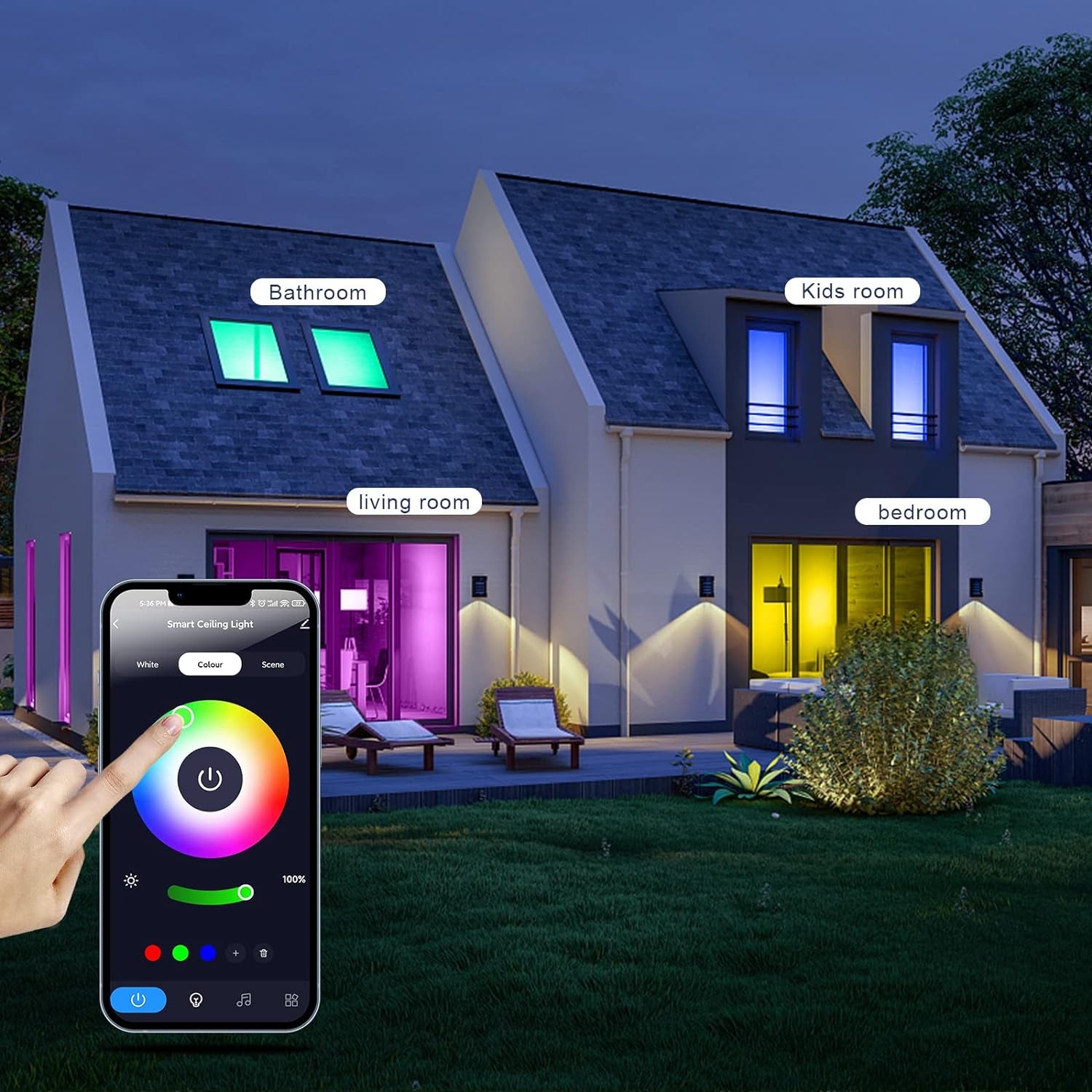 Plafoniera LED Soffitto Con RGB, Lampadario Bagno Dimmerabile 36W Con Telecomando E APP, Luce Pannello per Camera Da Letto Cucina Soggiorno, Rotonda, Ø30CM