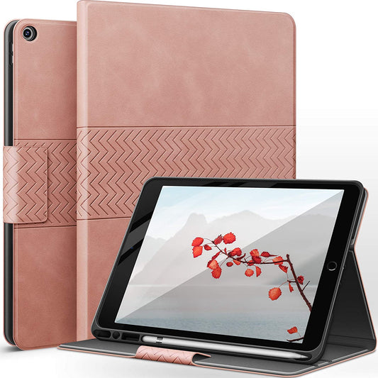 Custodia per Ipad 9A Generazione 2021, Ipad 8A Generazione 10.2" 2020, Ipad 7A Gen 2019, Con Portapenne Integrato, Auto Svegliati/Sonno (Rosa)