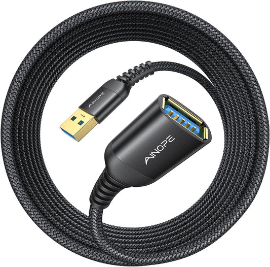 Prolunga USB, Cavo USB Maschio Femmina, 5Gbps Prolunga USB 3.0, Nylon Prolunga USB 6 Metri Adatto per Chiavetta USB, Hub USB, Lettore Di Schede, Tastiera, Stampante, Scanner, Fotocamera(Nero