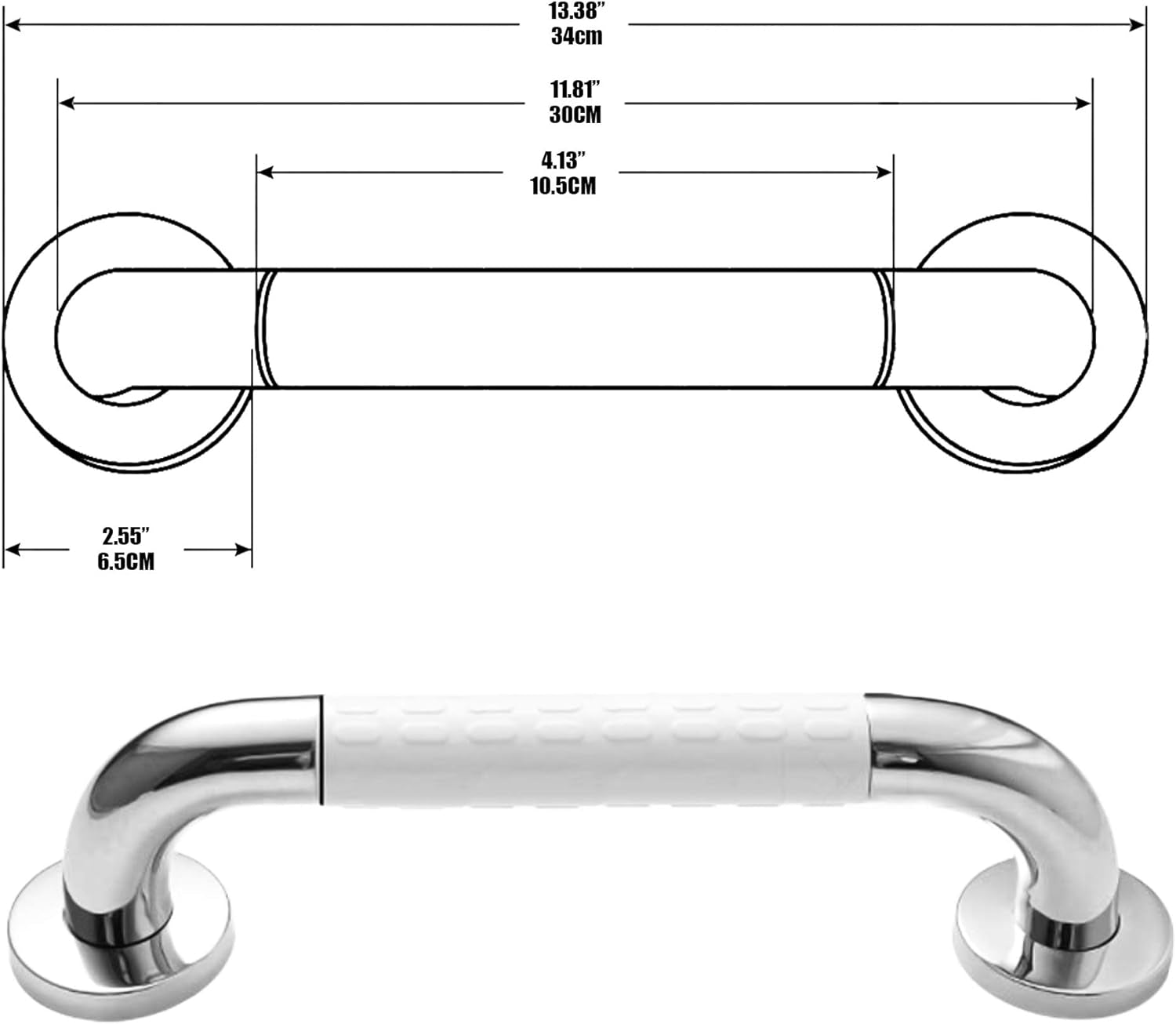 Maniglione Bagno Disabili | Con Luce Fluorescente | Antiscivolo | Maniglia per Vasca Da Bagno Doccia in Acciaio Inossidabile&Abs | per Anziani | Gravida | Bambini (30CM)