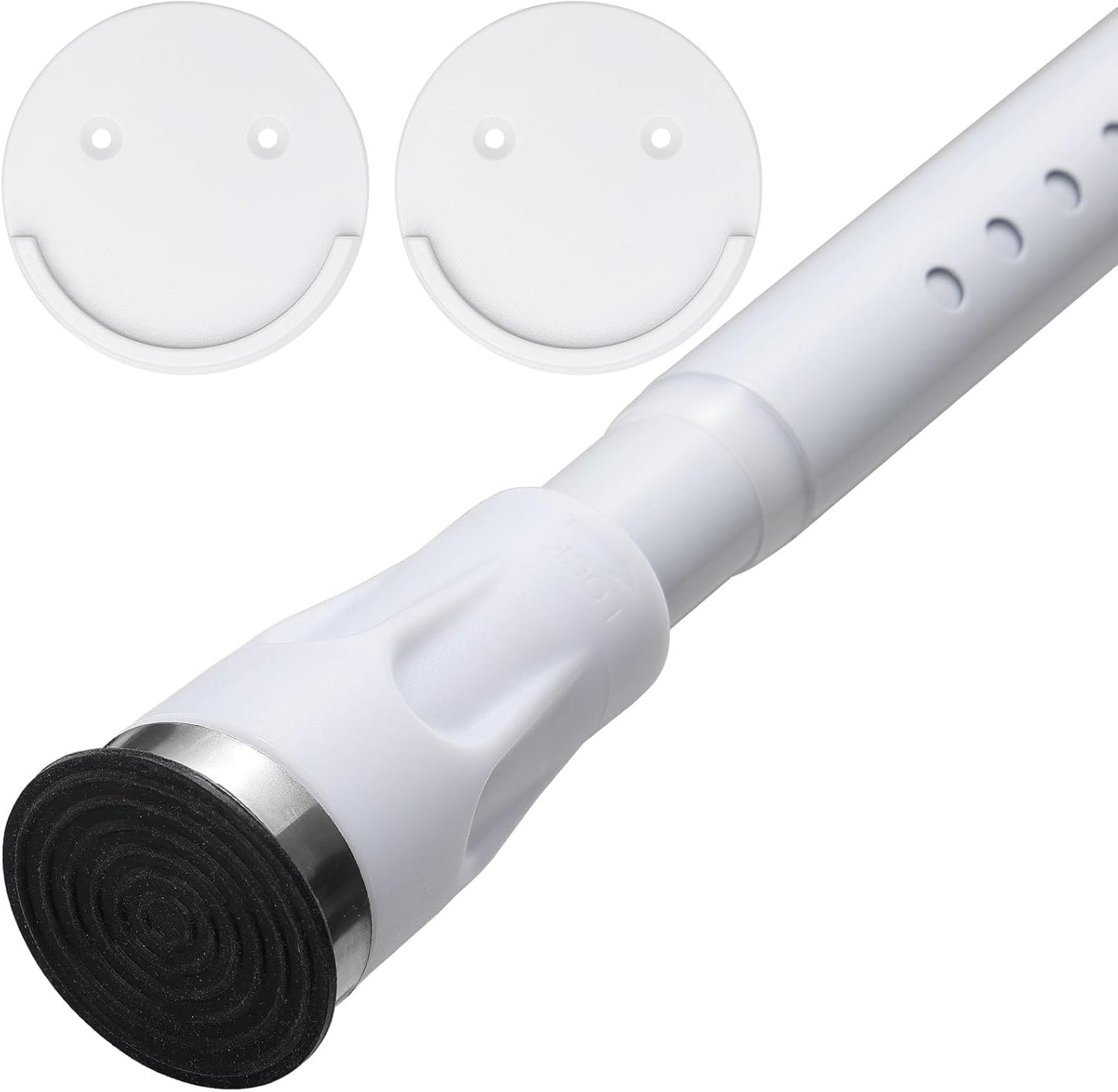 Bastone per Tenda Da Doccia, 109-151 Cm, Con Supporto per Asta per Tenda Da Doccia, Colore: Bianco