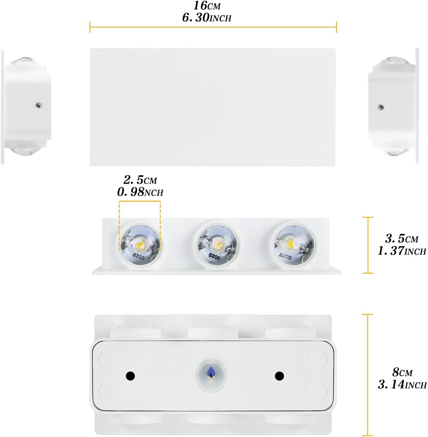 Lampada Da Parete a LED Da 6 W, per Interni, in Alluminio, IP54, Impermeabile, per Soggiorno, Camera Da Letto, Corridoio, Scale, Bianco Caldo