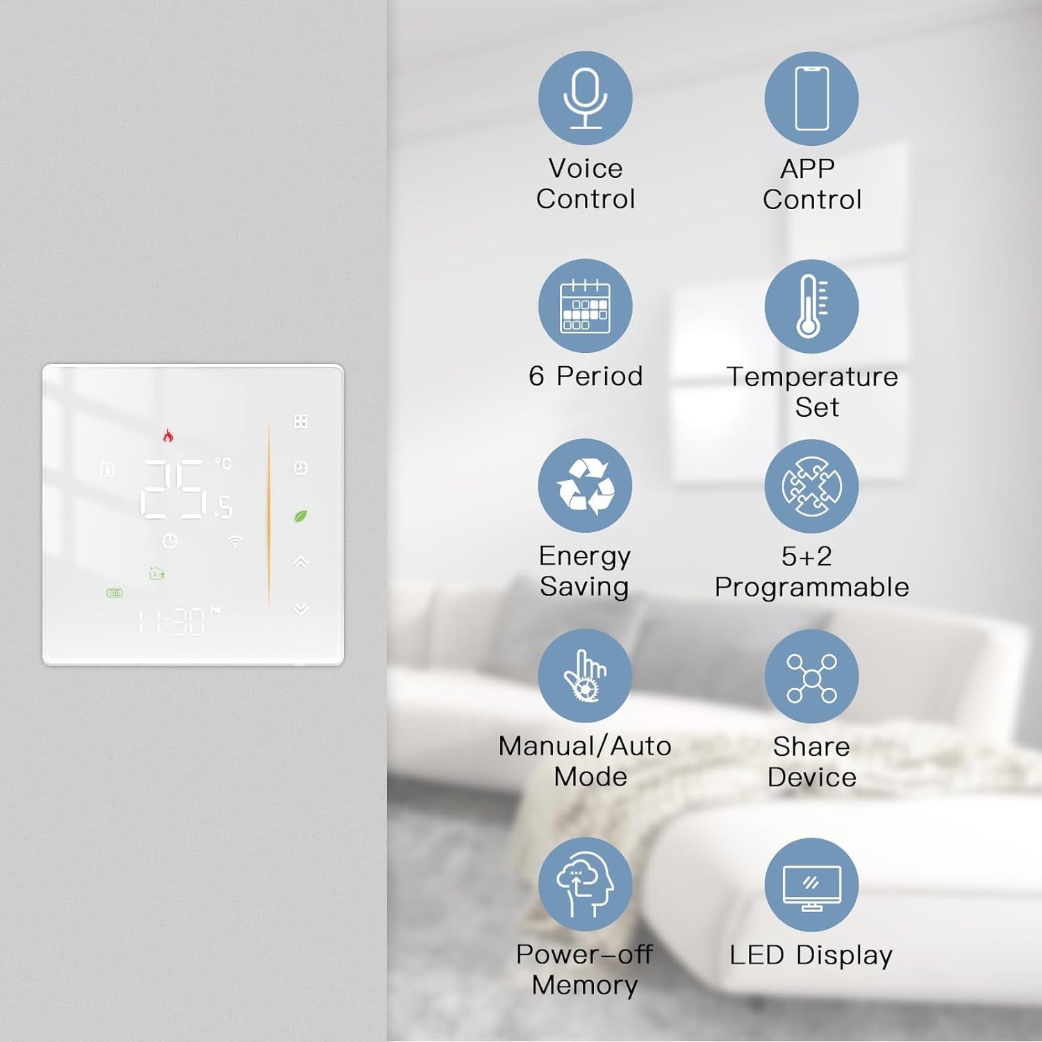 Termostato Intelligente Zigbee Riscaldamento a Pavimento Dell'Acqua,Termostato Della Stanza Della Casa Intelligente Compatibile Alexa/Google Home/Smart Life/Tuya ( Zigbee Hub)