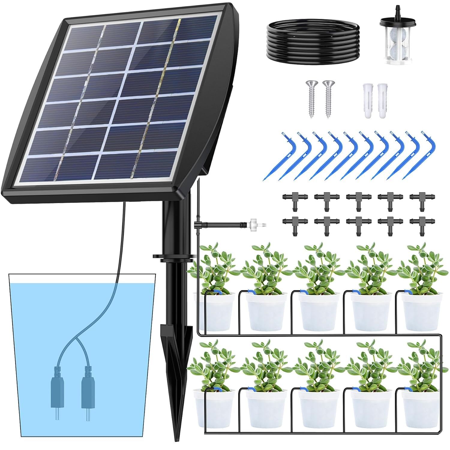 - Sistema Di Irrigazione a Goccia, Sistema Di Irrigazione Automatico, Sistema Di Irrigazione Da Giardino per Giardino E Balcone, Piante in Vaso Da Esterni, Verdure, Piante in Vaso