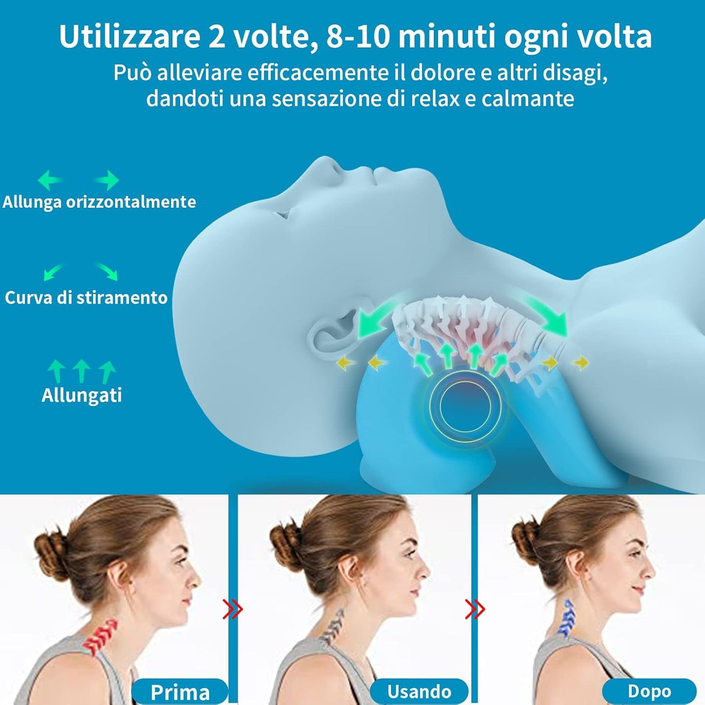 Barella per Collo Riscaldata, Nuvola Del Collo, Dispositivo Di Trazione Cervicale Con Cuscinetto Riscaldante, Rilassatore per Collo E Spalle, Cuscino Chiropratico per Alleviare Il Dolore TMJ