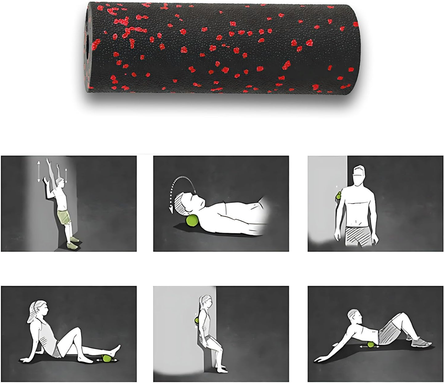 Pallina Massaggio Set,  Mini Foam Roller & Sfera Singola, Mini Kit per Fasce Mini Foam Roller, Massaggio Profondo per Rilassare I Muscoli Del Collo E Della Schiena, Accupoint Massaggi (Rosso)