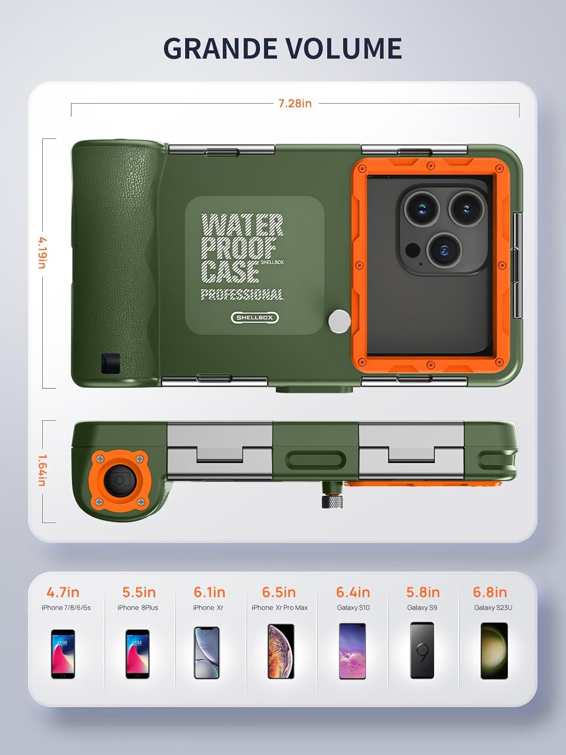 Custodia Impermeabile Subacquea Professionale IP68 15M per Iphone Samsung Huawei Xiaomi,Compatibile Con Telefoni Fino a 6,9 Pollici,Adatto per Immersioni Snorkeling Surf,Verde