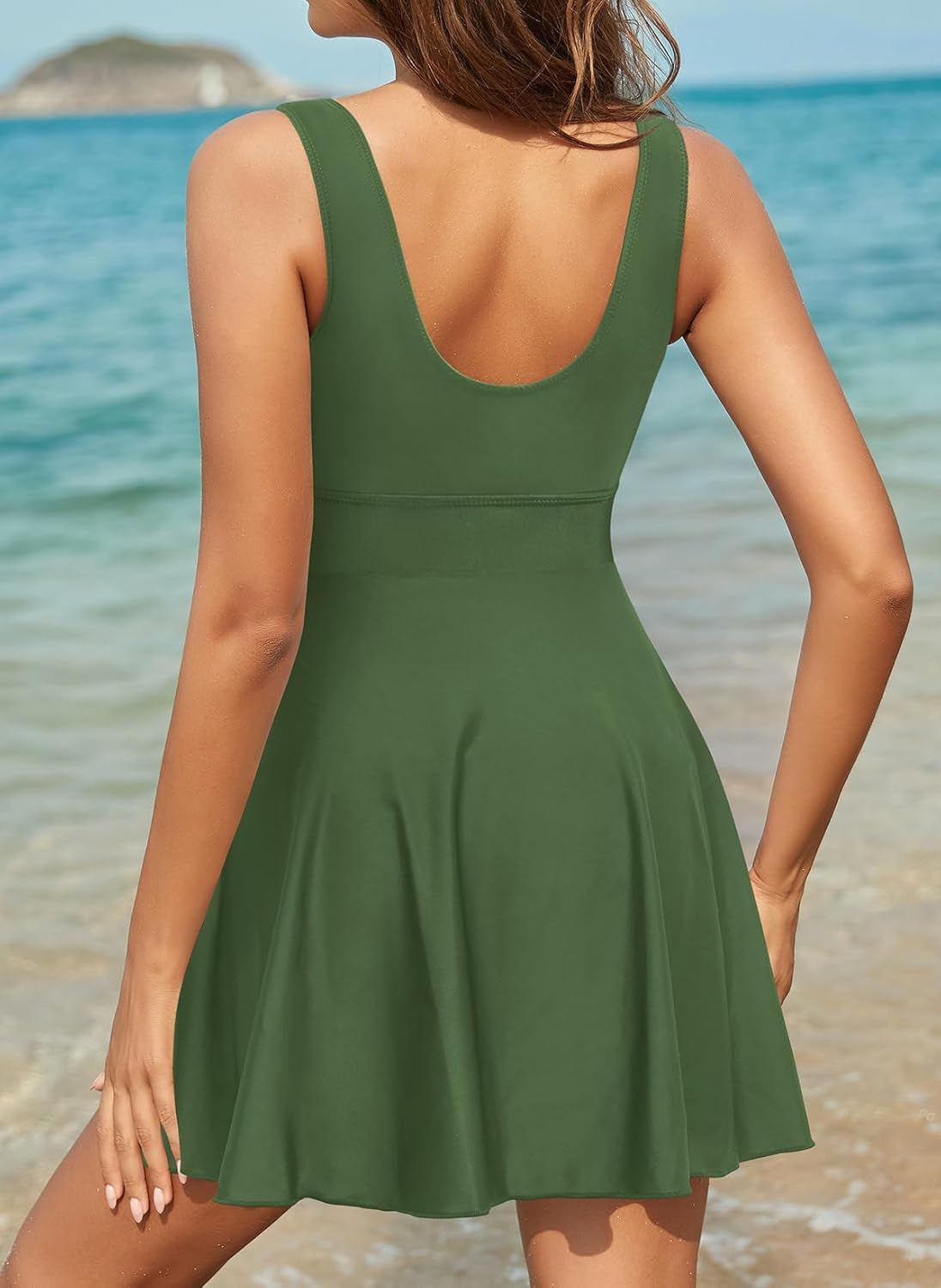 Costume Da Bagno Con Gonna Regolabile Coulisse Estate Vita Alta Costumi Intero Skirted per Mar E Spiaggia 1 Pezzo