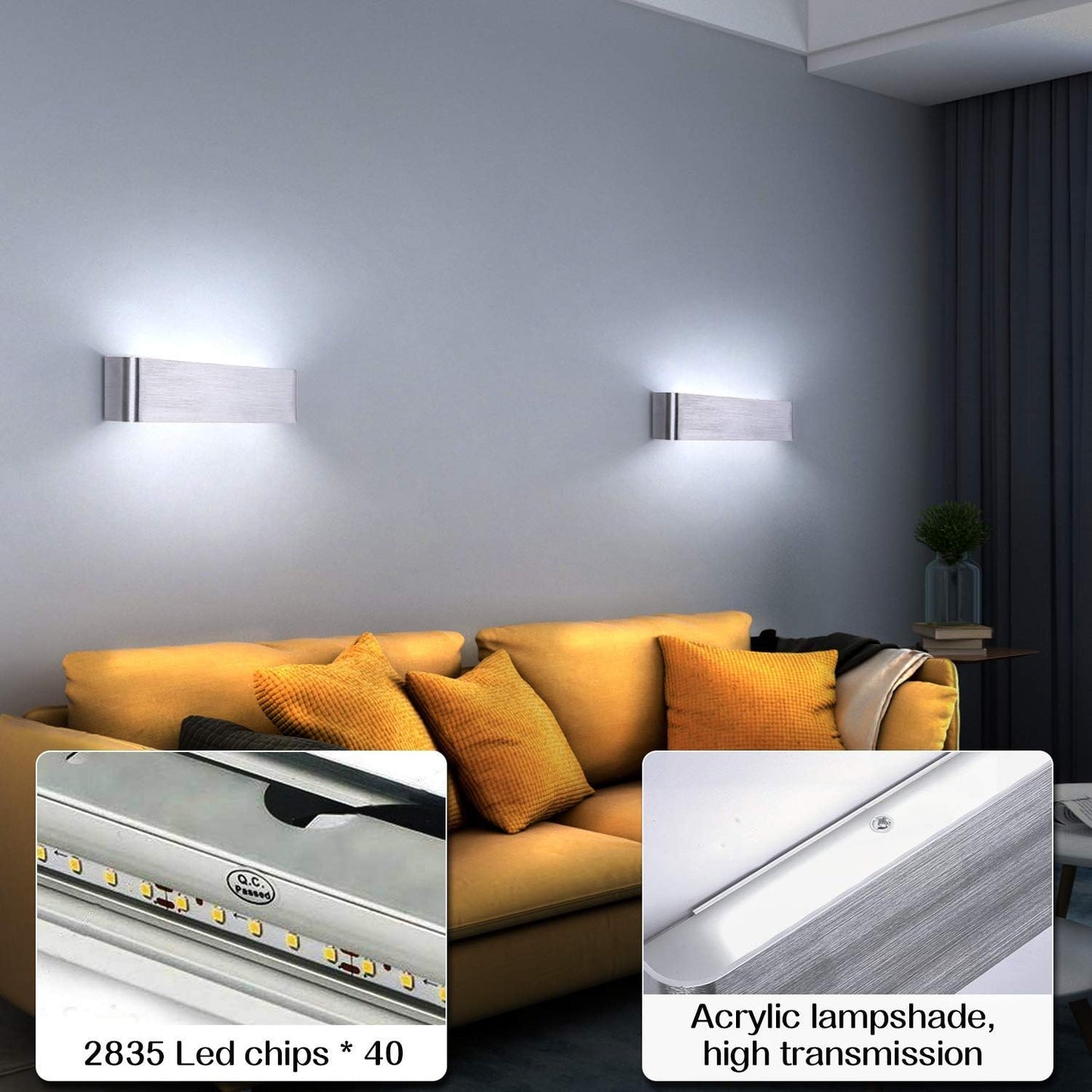 Lampada Da Parete Interno 16W 6000K LED Applique Da Parete Moderno Bianca Con Luce up down IP44 Impermeabile Illuminazione per Camera Da Letto Corridoio Soggiorno Scala (Bianco Freddo)