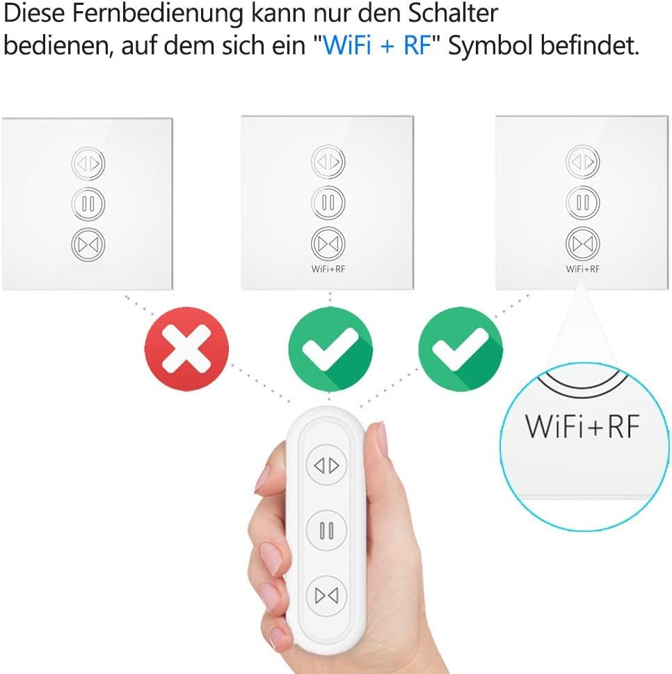 Interruttore per Tapparelle Wifi, Con Telecomando RF, Timer, Timer per Motore per Tapparelle, Compatibile Con Google Home/Smart Life