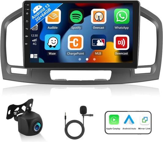 [2G+64G] Autoradio Android 13 per Buick Regal 2009-2013/Opel Insignia 2008-2013 Con Carplay Android Auto,Radio Touch Screen 9" Con GPS Wifi FM/RDS Bluetooth Mirror Link+Telecamera Di Retromarcia