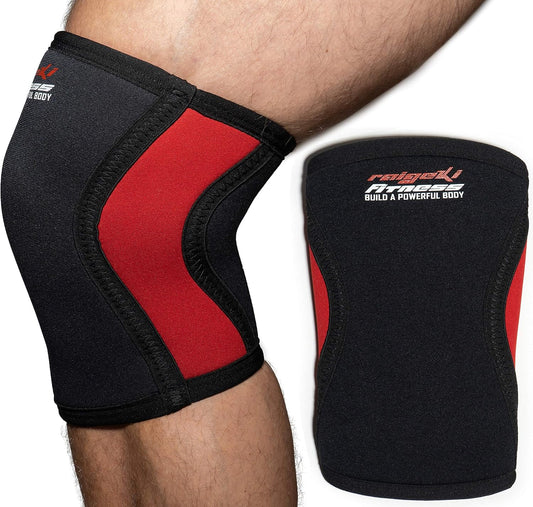 Raigeki Fitness - Ginocchiera in Neoprene Da 7 Mm, Set Da 2 Pezzi, per Ginocchia, Ginocchiere (+ Piastre per Allenamento) Anche per Gomiti, Ginocchiere, per Allenamento Di Forza, Crossfit, Bodybuilding E Arti Marziali