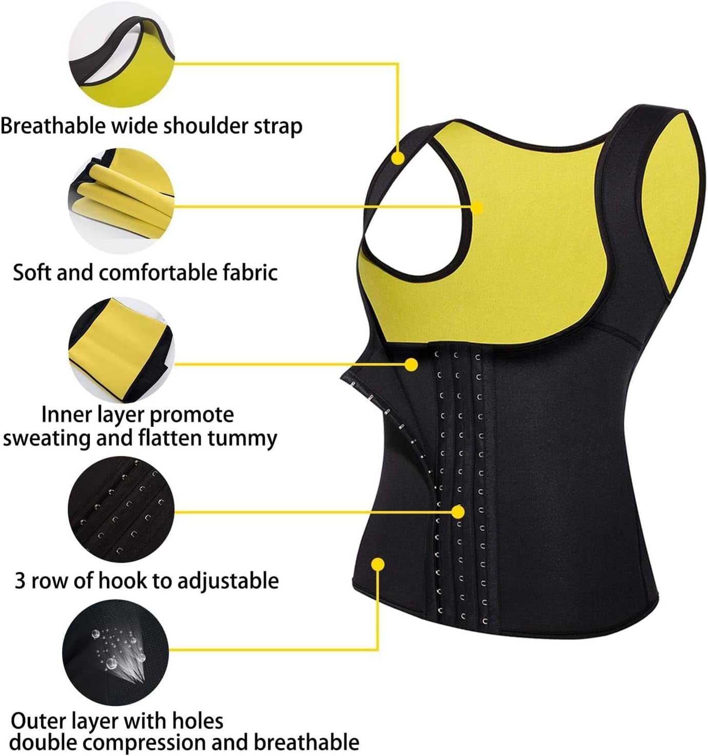 Tuta Sauna Dimagrante Donna Corsetto Vita Neoprene Sudore Sportiva Snellenti Effetto Gilet Fitness Canotta Snellente Body Shaper