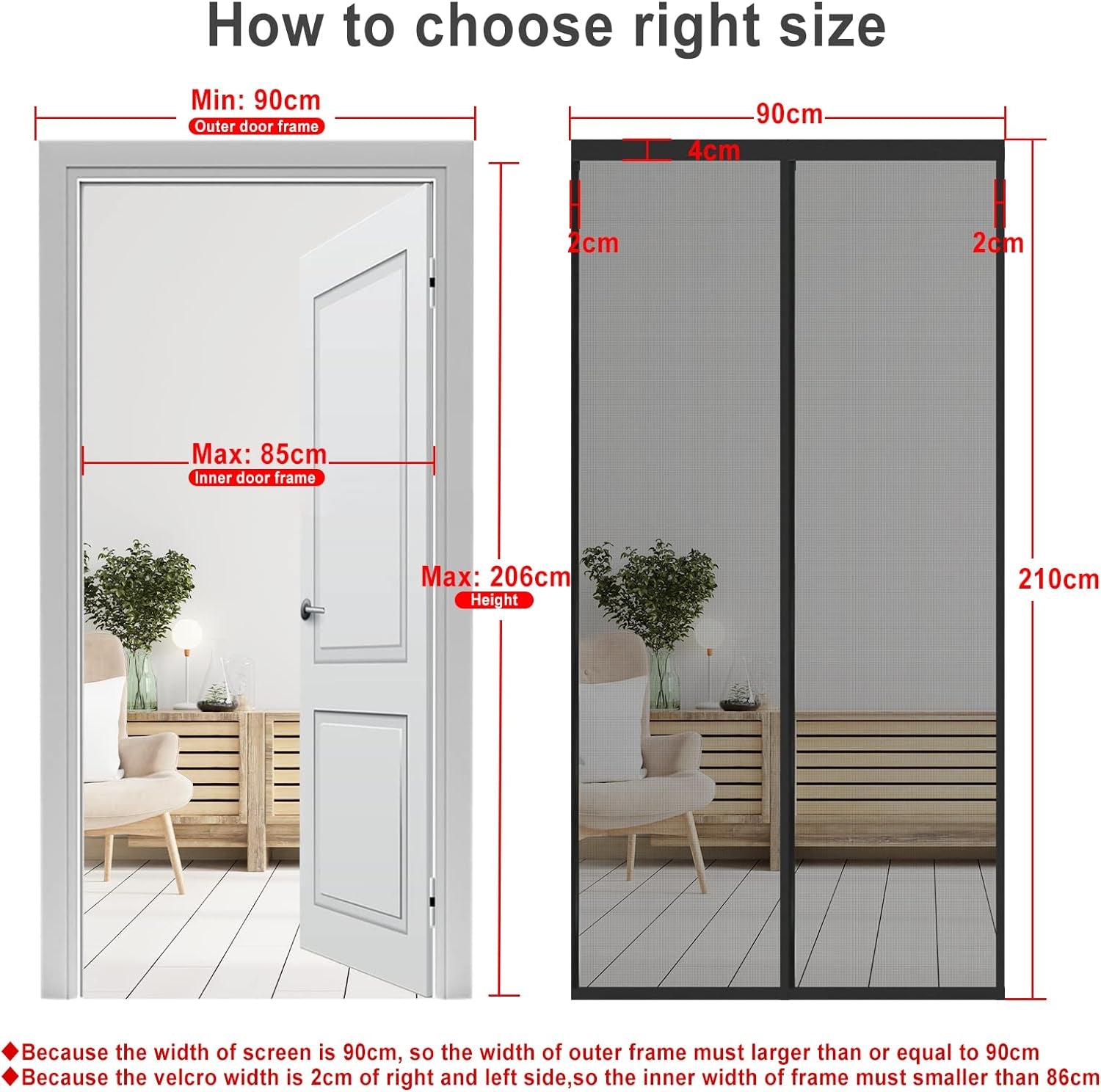 AGGIORNAMENTO Zanzariera Magnetica per Porta 90 X 210 CM - Rete Fine, Tenda Zanzariera Porta Con Totalmente Calamita, Si Chiude Da Sola per Balcone, Installazione Facile (Nero)