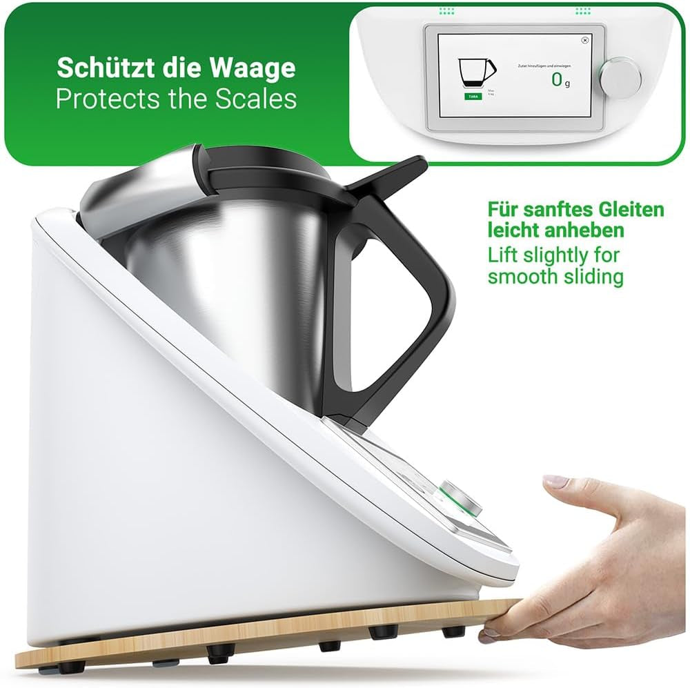 Tavola Scorrevole per Bimby TM6 TM5 in Legno, Vassoio Scorrevole per Thermomix, Facile Da Spostare