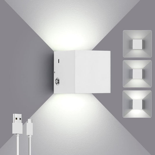 Lampade Da Parete Batteria Ricaricabile Applique Da Parete LED Applique Da Parete Interno Moderno, LED Lampada Da Parete, Notturna Lampada a Muro (Bianco Freddo)