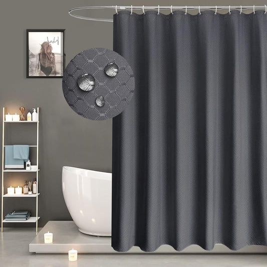 Tenda Da Doccia Grigio Scuro, 180 X 200 Cm, Anti-Muffa, Impermeabile, per Bagno E Doccia in Bagno, Tessuto in Poliestere, Lavabile, Motivo a Nido D'Ape Con 12 Anelli