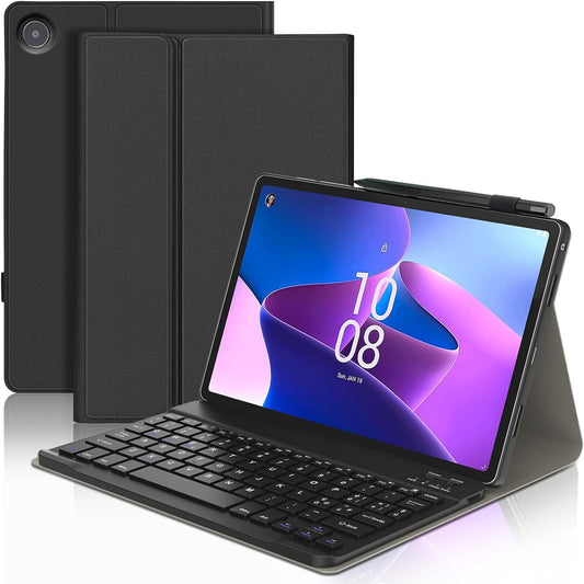 Custodia Con Tastiera per Lenovo Tab M10 (3A Generazione) 10,1", Cover Tastiera Wireless Con Supporta Auto Wake/Sleep, Tastiera Bluetooth Italiana Staccabile, Leggero Case Keyboard, Nero