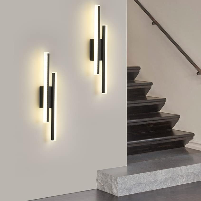 Applique Da Parete Interno, Moderno Lungo Lampada Da Parete LED 16W 1800LM, LED Lampada a Muro in Acrilico per Soggiorno, Camera Da Letto, Scala, 3000K Bianca Calda, Nero