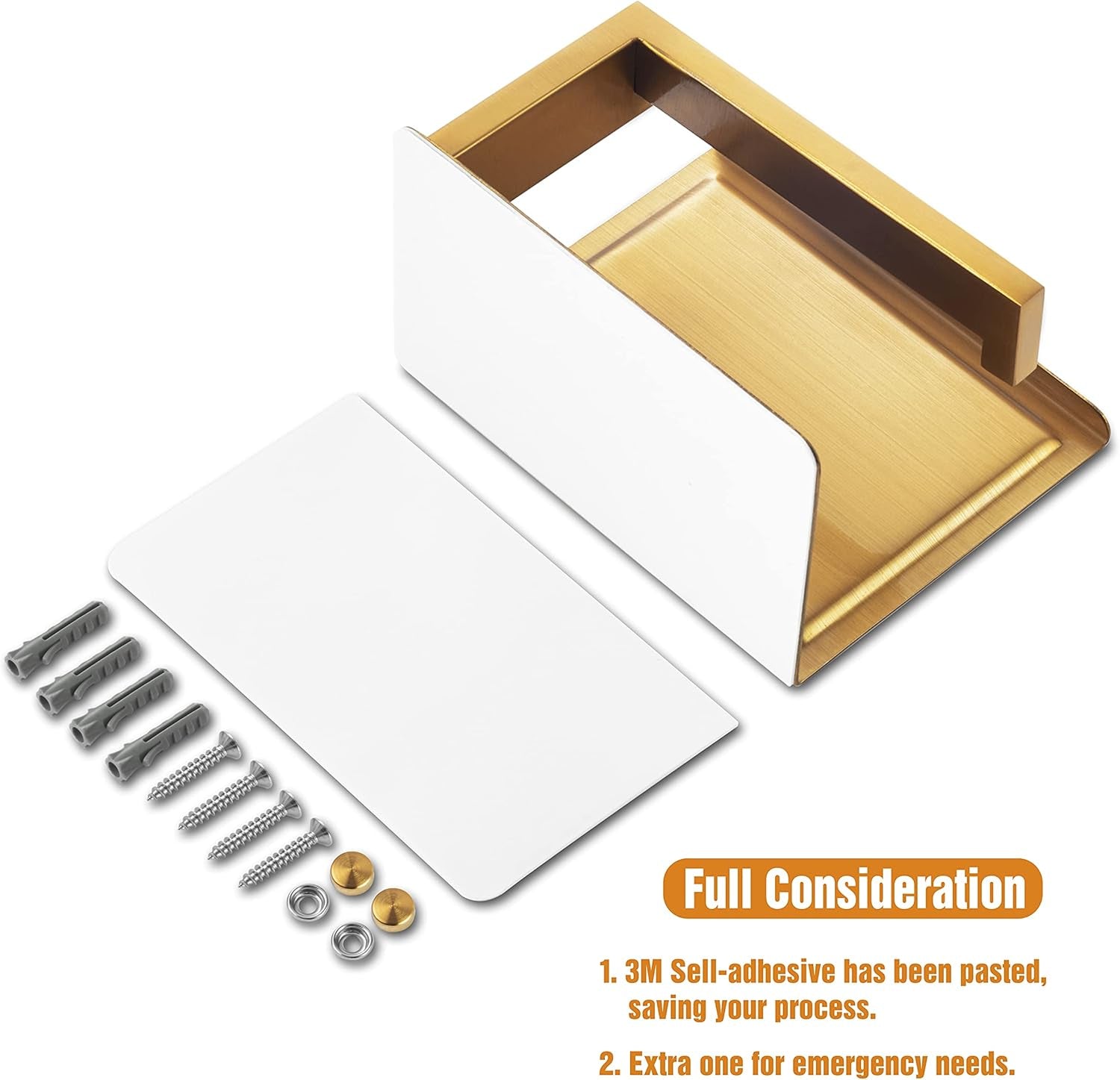 Porta Rotolo Carta Igienica Da Parete Con Porta Cellulare Senza Foratura Portarotolo Carta Igienica Adesivo Acciaio Inox Portacartaigienica per Gabinetto Bagno - Ottone Spazzolato