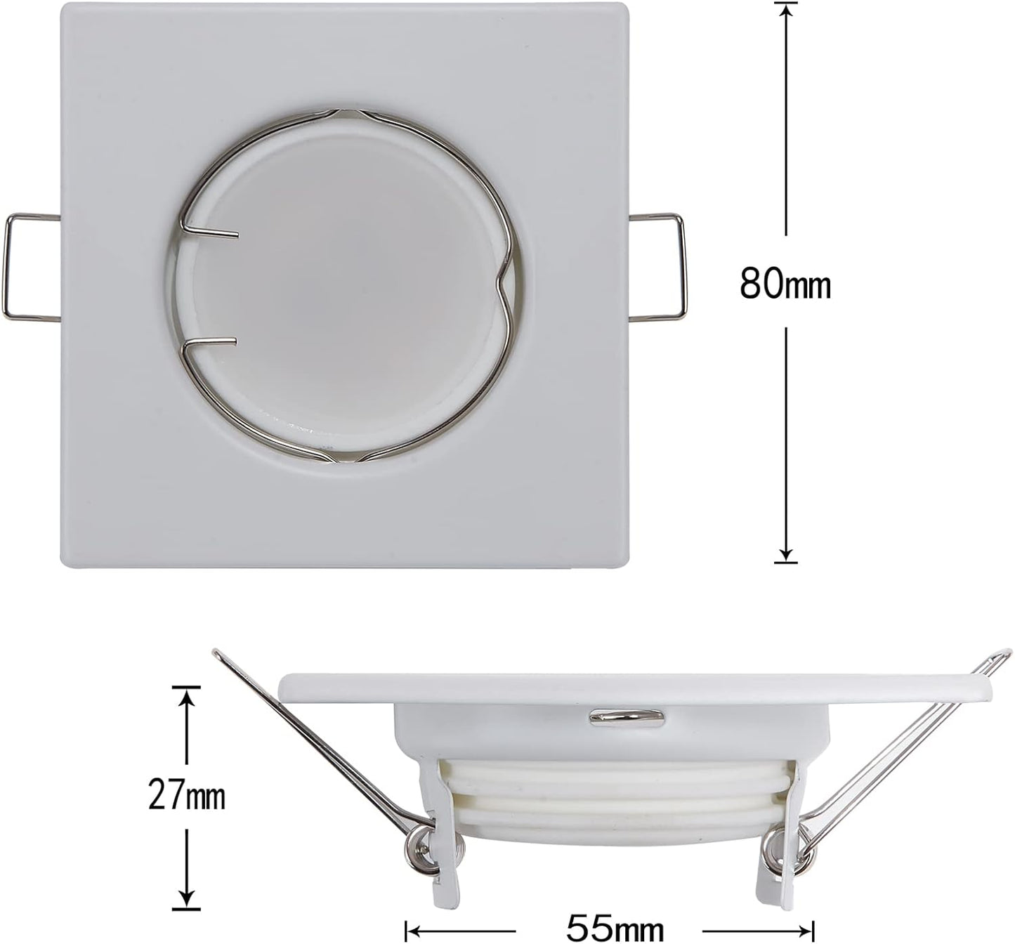 Set di 3 faretti da incasso a LED con modulo GU10, faretto da incasso a soffitto da 3 W, quadrato, dimmerabile, 230 V, foro 55 mm, bianco caldo (bianco)