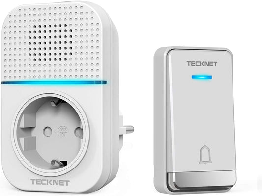 Campanello Senza Fili, Campanello Wireless Impermeabile Con Senza Batteria, Utilizzare Nella Presa EU, Display a LED, 5 Livelli Di Volume, 60 Suonerie, 400 M
