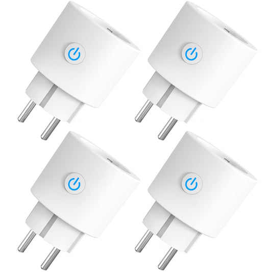 Presa Intelligente Wifi 16A Smart Plug (Type F), Monitoraggio Energetico, Protezione Sovraccarico, Timer E Regolazione Del Programma, Compatibile Con Alexa & Google Home, 4 Pezzi