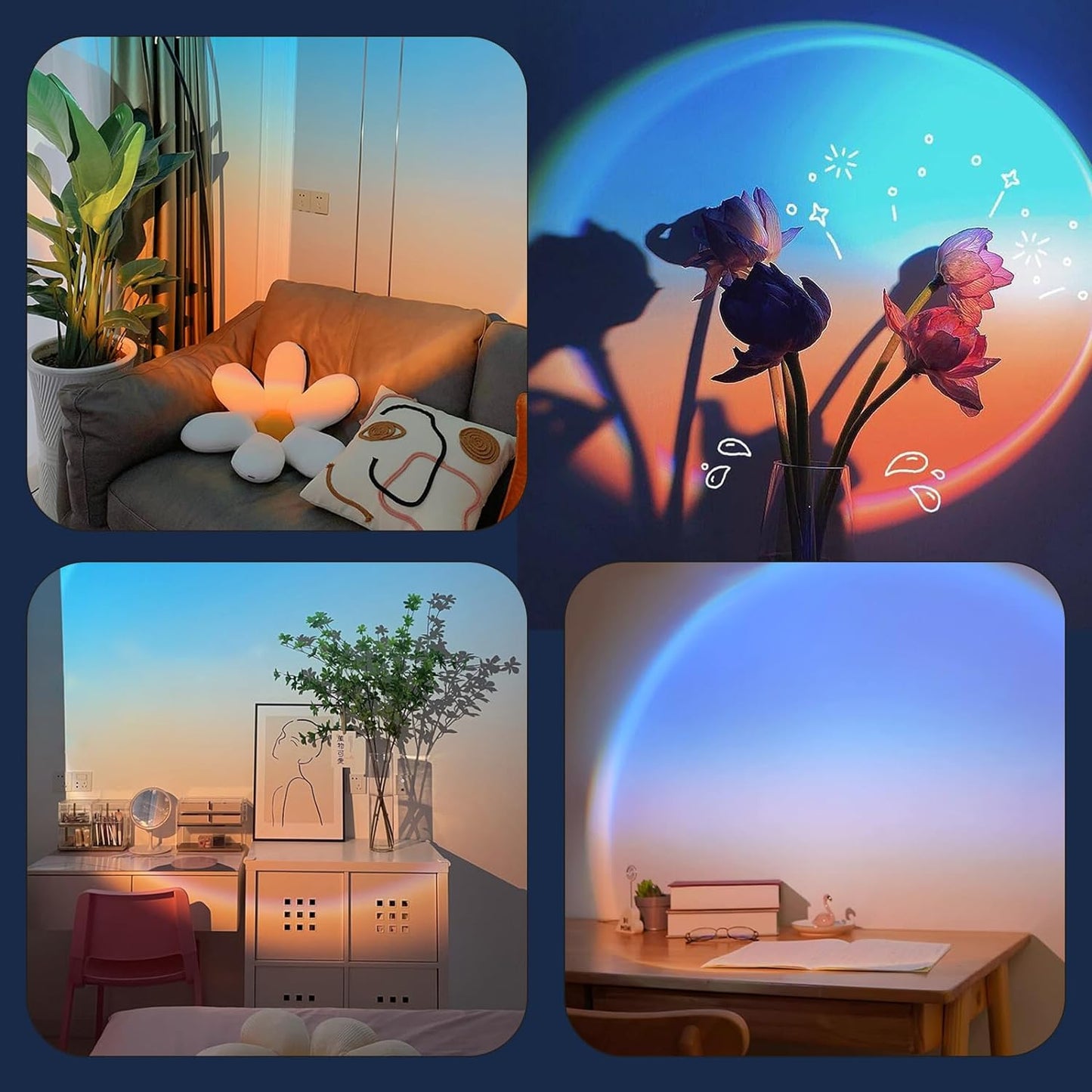 Sunset Lamp, Lampada Proiettore Luci Di 360 Gradi, 5W Luce Del Tramonto, USB Luci LED Camera Da Letto, Lampada Tramonto, Tramonto Sul Mare, Proiettore Luce Rotazione, Decorazioni Camera Da Letto