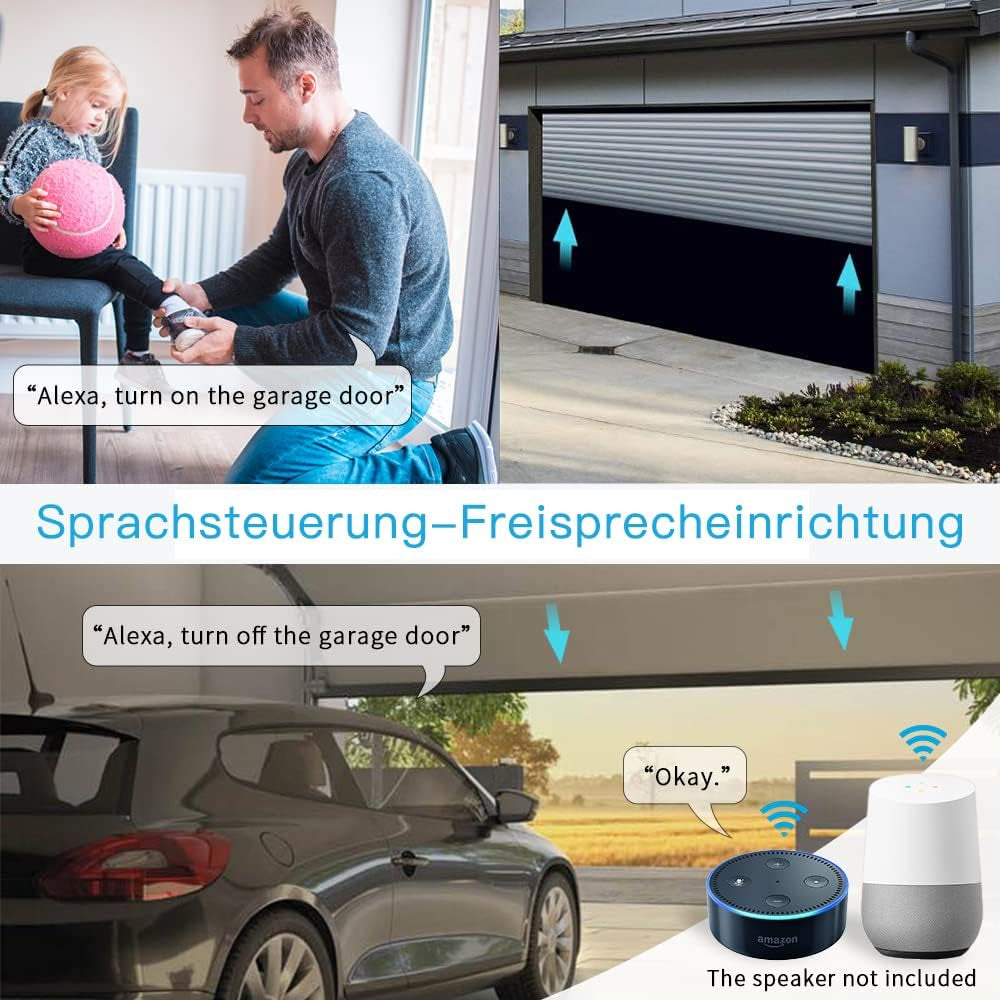 Apriporta Wifi Smart per Garage , Controllo App Smart Life, Controllo Vocale Con Alexa E Google Home, Senza Hub