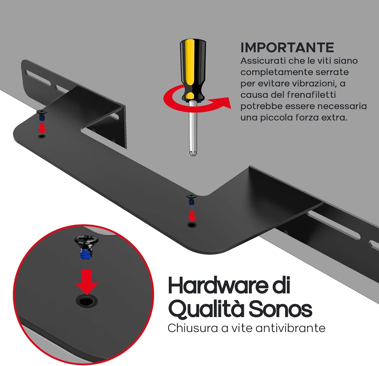 Supporto per Soundbar per Sonos Beam Compatibile Con La Soundbar Sonos Beam Di Prima E Seconda Generazione, Include Tutto L'Hardware Di Montaggio Necessario, Staffa Di Montaggio, Nero