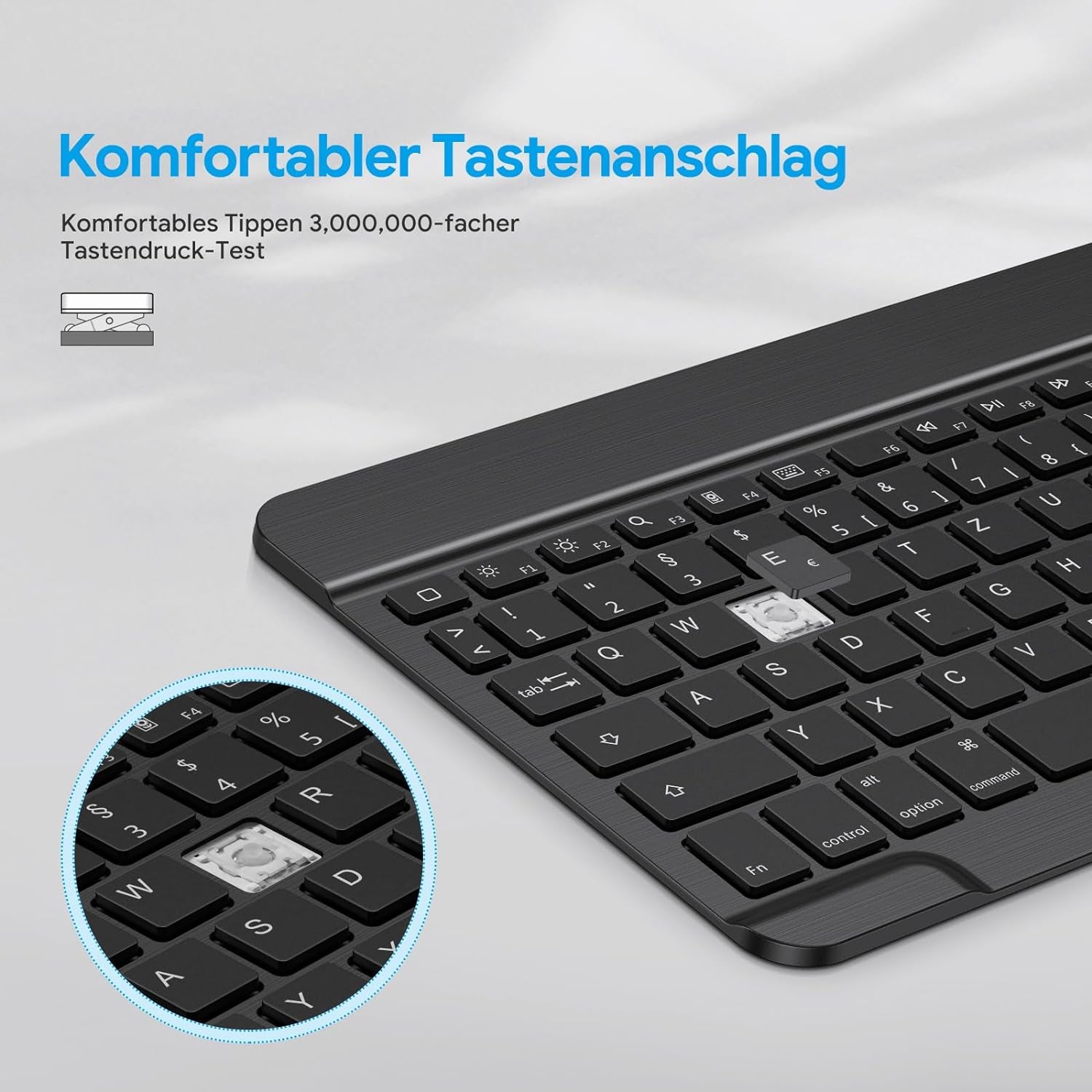 Tastiera Wireless per Ipad, Tastiera Bluetooth Ricaricabile Con Ipad Air/Ipad Pro/Mini/Ipad 10.9/Iphone, Ultra Sottile, [7 Colori Illuminati], Layout QWERTZ, Tastiera Ipad