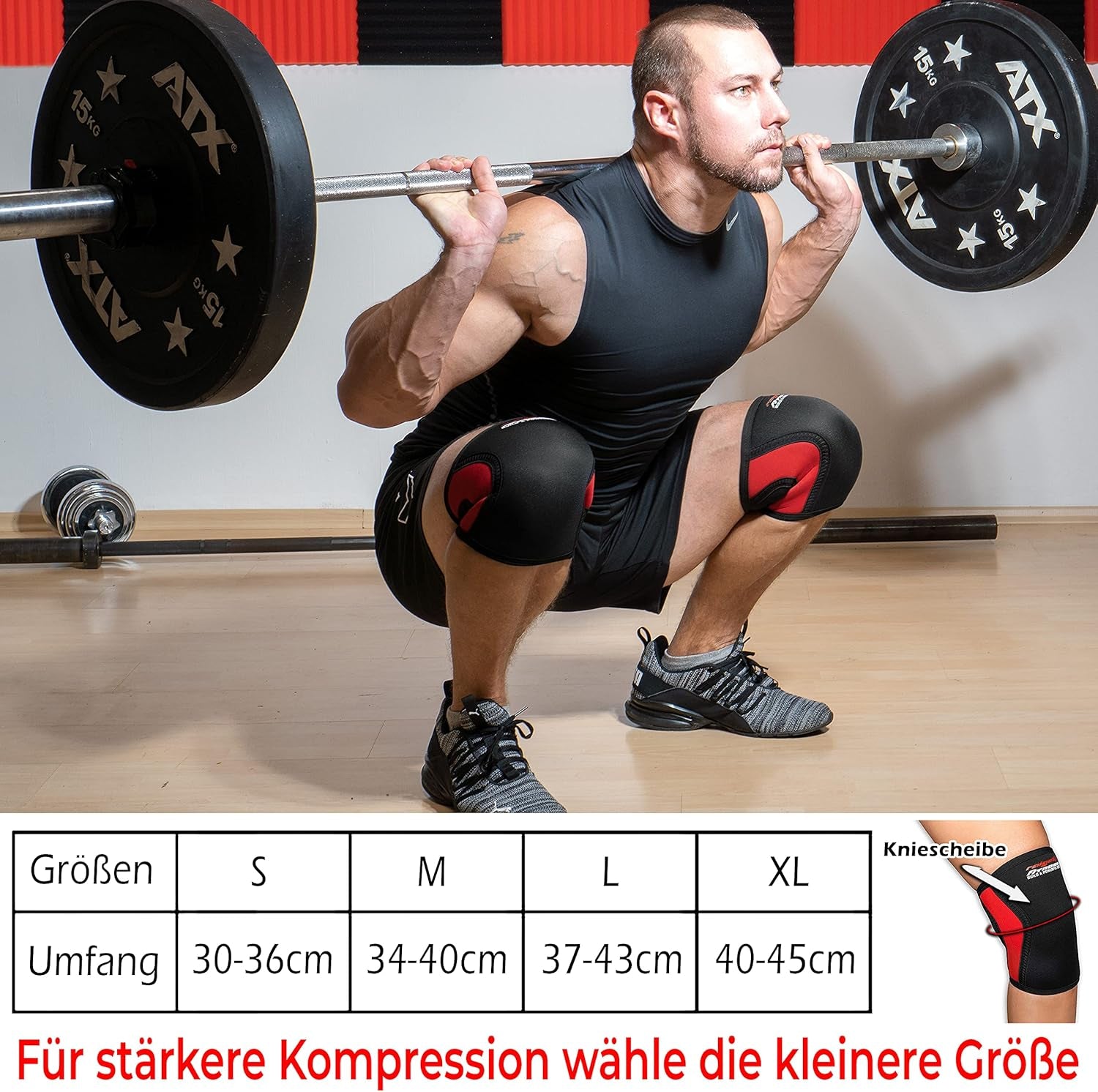 Raigeki Fitness - Ginocchiera in Neoprene Da 7 Mm, Set Da 2 Pezzi, per Ginocchia, Ginocchiere (+ Piastre per Allenamento) Anche per Gomiti, Ginocchiere, per Allenamento Di Forza, Crossfit, Bodybuilding E Arti Marziali